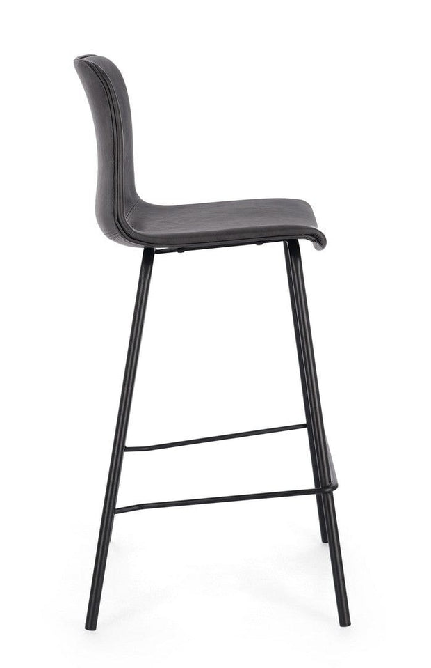 Scaun de bar tapitat cu piele ecologica si picioare metalice, Kyra Antracit, l38xA44,5xH93 cm (5)