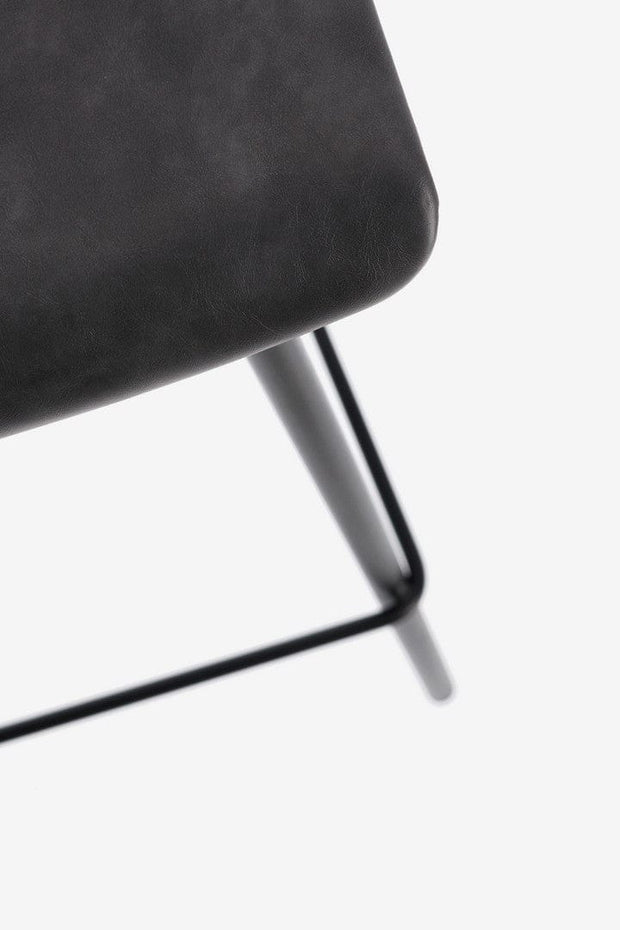 Scaun de bar tapitat cu piele ecologica si picioare metalice, Kyra Antracit, l38xA44,5xH93 cm (7)