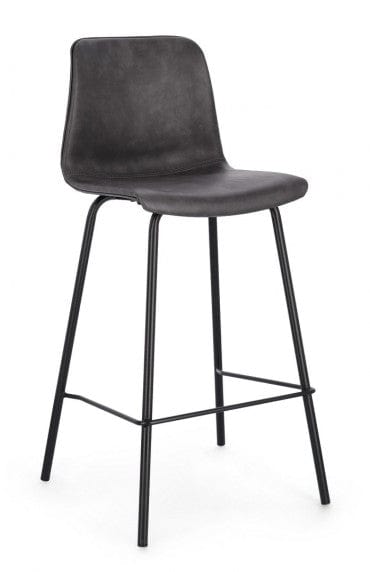 Scaun de bar tapitat cu piele ecologica si picioare metalice, Kyra Antracit, l38xA44,5xH93 cm (8)