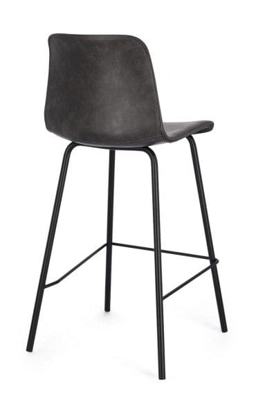 Scaun de bar tapitat cu piele ecologica si picioare metalice, Kyra Antracit, l38xA44,5xH93 cm (9)