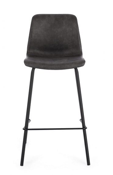 Scaun de bar tapitat cu piele ecologica si picioare metalice, Kyra Antracit, l38xA44,5xH93 cm (11)