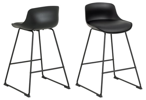 Actona Scaun de bar tapitat cu piele ecologica, Tina Negru, l50xA49xH84 cm