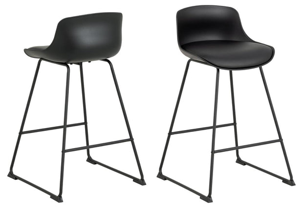 Actona Scaun de bar tapitat cu piele ecologica, Tina Negru, l50xA49xH84 cm