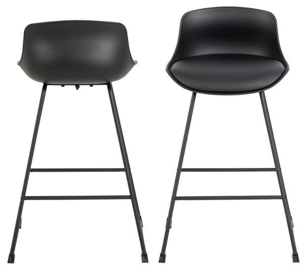 Actona Scaun de bar tapitat cu piele ecologica, Tina Negru, l50xA49xH84 cm