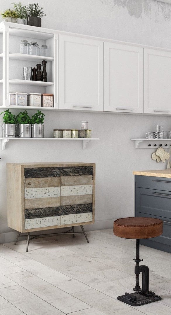 Scaun de bar tapitat cu piele naturala, Charleston Round Maro / Negru, Ø30xH46 cm (4)