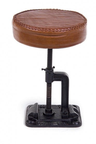 Scaun de bar tapitat cu piele naturala, Charleston Round Maro / Negru, Ø30xH46 cm (7)