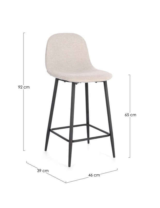 Scaun de bar tapitat cu stofa, Irelia Bej / Negru, l46xA39xH92 cm (2)