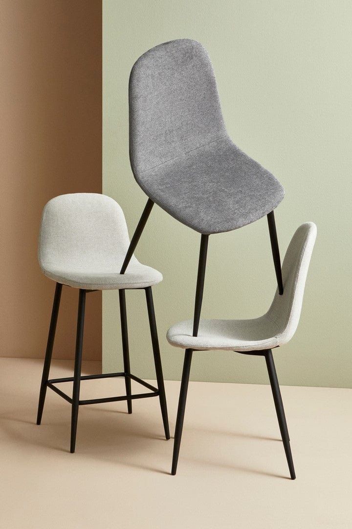 Scaun de bar tapitat cu stofa, Irelia Bej / Negru, l46xA39xH92 cm (8)