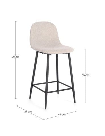 Scaun de bar tapitat cu stofa, Irelia Bej / Negru, l46xA39xH92 cm (11)