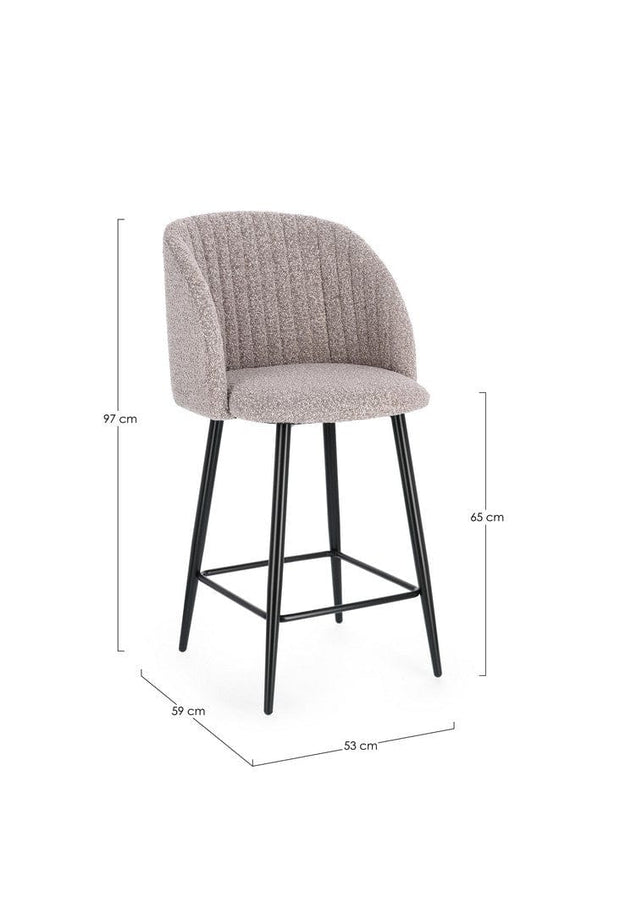 Scaun de bar tapitat cu stofa, Queen Gri / Negru, l53xA59xH97 cm (2)