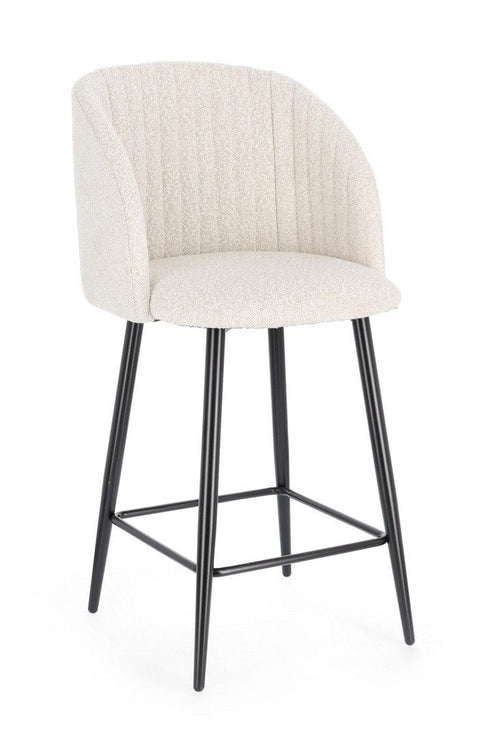 Scaun de bar tapitat cu stofa, Queen Ivoir / Negru, l53xA59xH97 cm