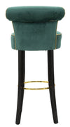 Mauro Ferretti Scaun de bar tapitat cu stofa si picioare din lemn, Luxy Velvet Verde / Negru / Auriu, l46xA48xH96 cm