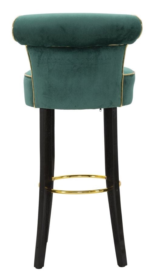 Mauro Ferretti Scaun de bar tapitat cu stofa si picioare din lemn, Luxy Velvet Verde / Negru / Auriu, l46xA48xH96 cm
