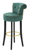 Mauro Ferretti Scaun de bar tapitat cu stofa si picioare din lemn, Luxy Velvet Verde / Negru / Auriu, l46xA48xH96 cm