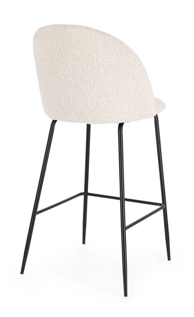 Scaun de bar tapitat cu stofa si picioare metalice, Carry Ivoir / Negru, l51xA55xH105 cm (1)