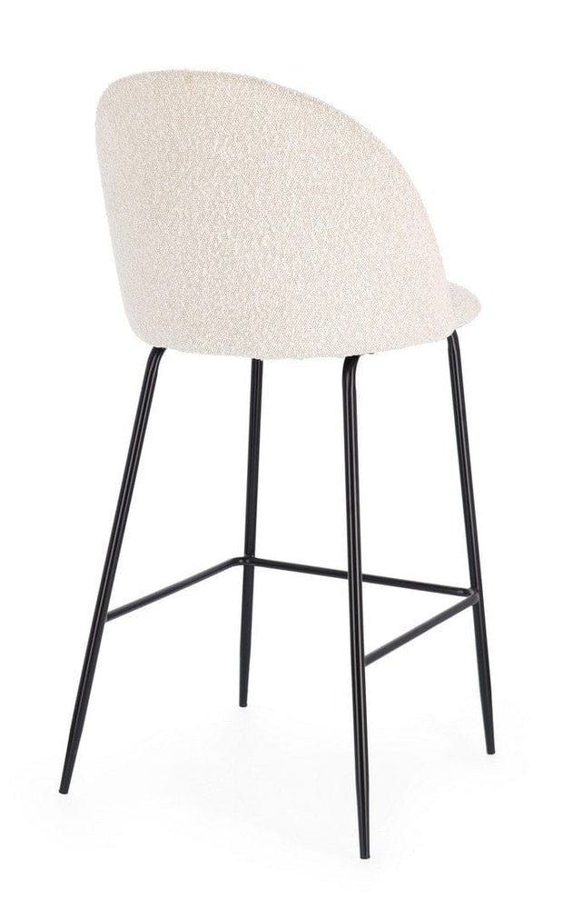 Scaun de bar tapitat cu stofa si picioare metalice, Carry Ivoir / Negru, l51xA55xH105 cm (1)