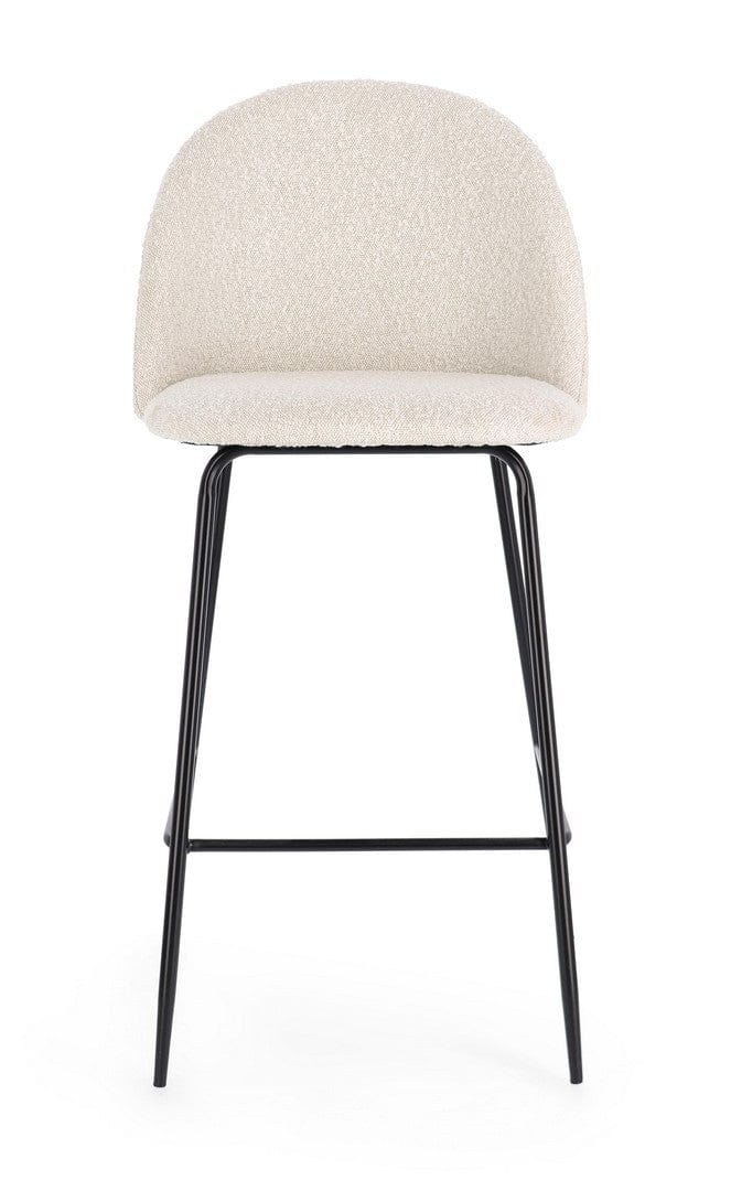 Scaun de bar tapitat cu stofa si picioare metalice, Carry Ivoir / Negru, l51xA55xH105 cm (3)