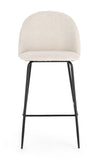 Scaun de bar tapitat cu stofa si picioare metalice, Carry Ivoir / Negru, l51xA55xH105 cm (3)