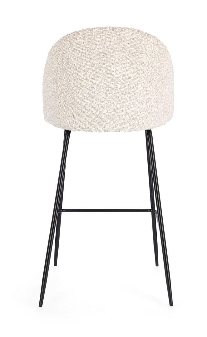 Scaun de bar tapitat cu stofa si picioare metalice, Carry Ivoir / Negru, l51xA55xH105 cm (4)