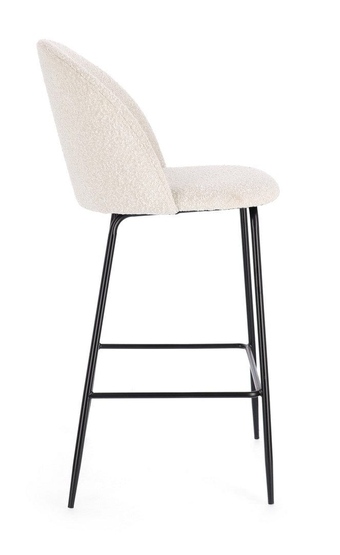 Scaun de bar tapitat cu stofa si picioare metalice, Carry Ivoir / Negru, l51xA55xH105 cm (5)