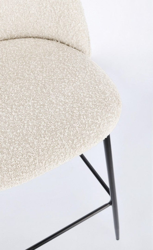 Scaun de bar tapitat cu stofa si picioare metalice, Carry Ivoir / Negru, l51xA55xH105 cm (7)