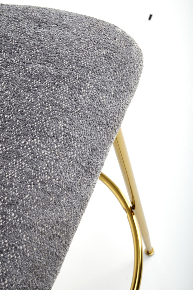 Scaun de bar tapitat cu stofa si picioare metalice, H116 Gri / Auriu, l50xA59xH101 cm (2)