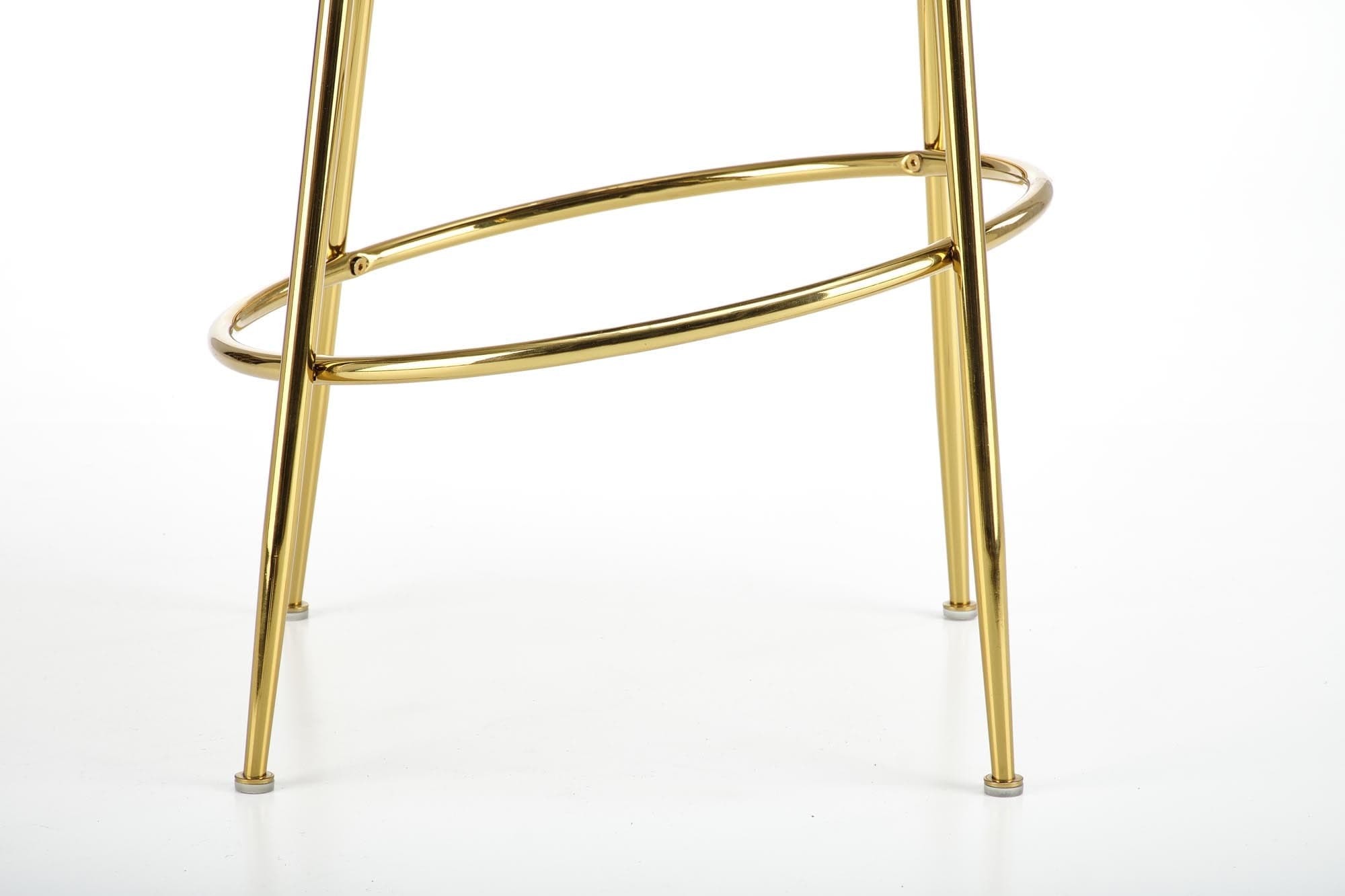 Scaun de bar tapitat cu stofa si picioare metalice, H116 Gri / Auriu, l50xA59xH101 cm (4)