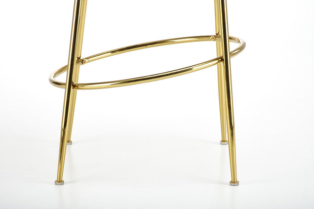 Scaun de bar tapitat cu stofa si picioare metalice, H116 Gri / Auriu, l50xA59xH101 cm (4)