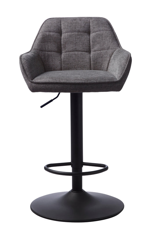 Unique Furniture A/S Scaun de bar tapitat cu stofa si picioare metalice, Nolan Gri Inchis / Negru, l65xA57xH88,5-103,5 cm