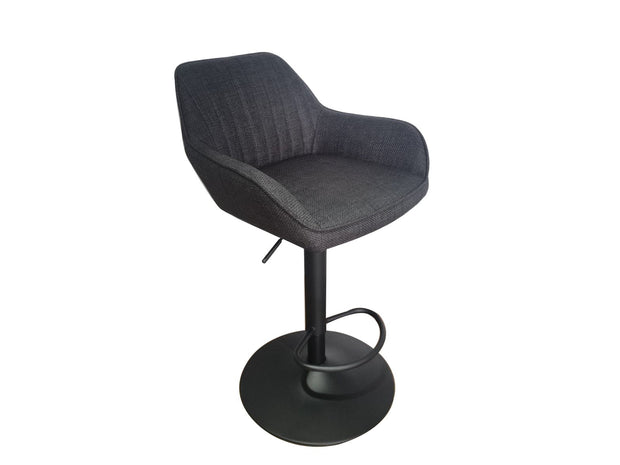 Unique Furniture A/S Scaun de bar tapitat cu stofa si picioare metalice, Nolan Gri Inchis / Negru, l67xA57xH88,5-103,5 cm