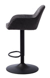 Unique Furniture A/S Scaun de bar tapitat cu stofa si picioare metalice, Nolan Gri Inchis / Negru, l67xA57xH88,5-103,5 cm