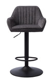 Unique Furniture A/S Scaun de bar tapitat cu stofa si picioare metalice, Nolan Gri Inchis / Negru, l67xA57xH88,5-103,5 cm