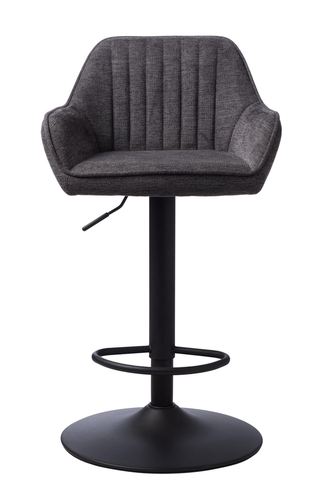 Unique Furniture A/S Scaun de bar tapitat cu stofa si picioare metalice, Nolan Gri Inchis / Negru, l67xA57xH88,5-103,5 cm