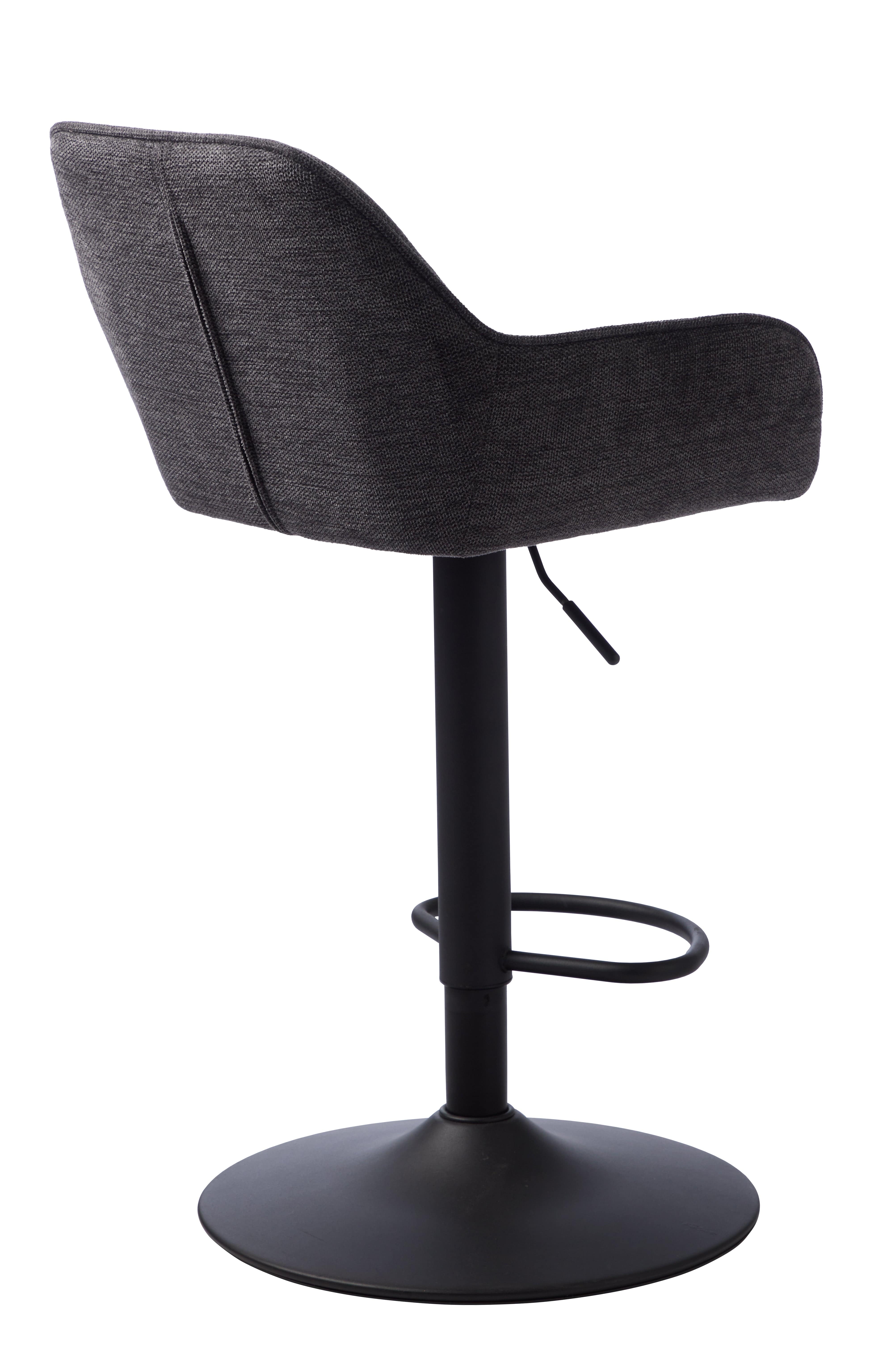 Unique Furniture A/S Scaun de bar tapitat cu stofa si picioare metalice, Nolan Gri Inchis / Negru, l67xA57xH88,5-103,5 cm