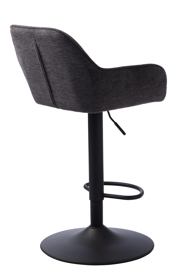 Unique Furniture A/S Scaun de bar tapitat cu stofa si picioare metalice, Nolan Gri Inchis / Negru, l67xA57xH88,5-103,5 cm