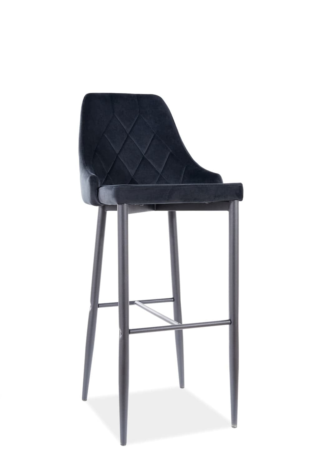 BFSummer Scaun de bar tapitat cu stofa si picioare metalice Trisha B H-1 Velvet Negru, l45xA42xH109 cm