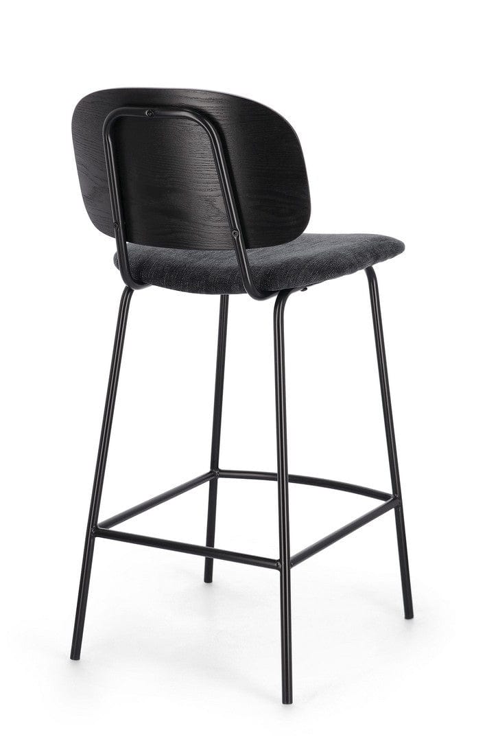 Scaun de bar tapitat cu stofa, Sienna Gri Inchis, l43,5xA52,5xH93,5 cm (1)