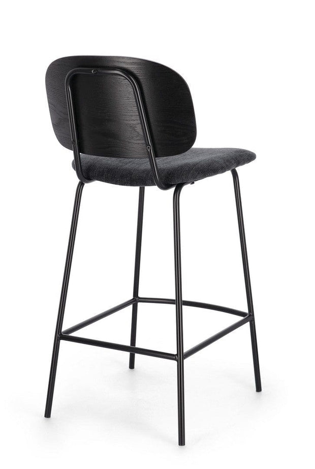 Scaun de bar tapitat cu stofa, Sienna Gri Inchis, l43,5xA52,5xH93,5 cm (1)