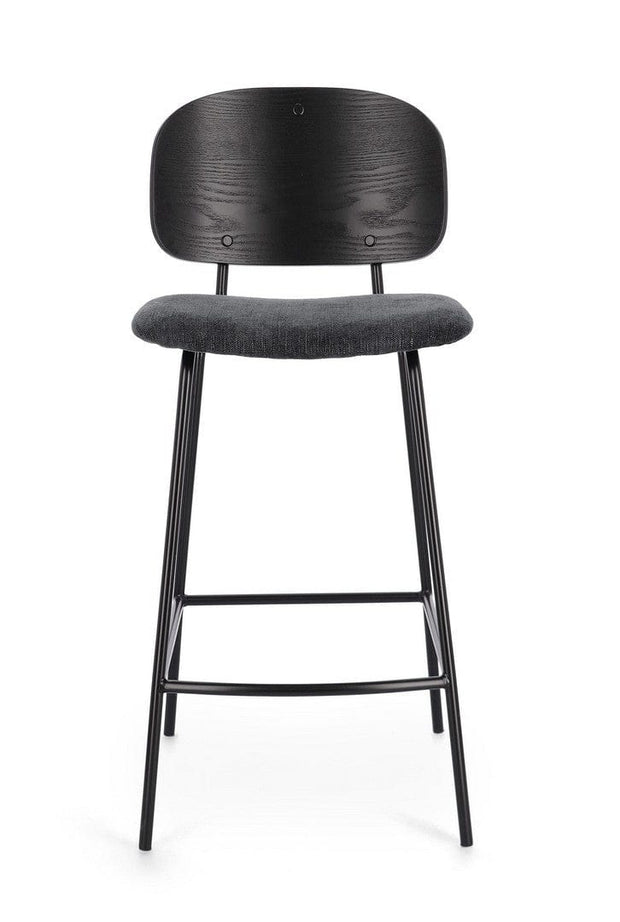 Scaun de bar tapitat cu stofa, Sienna Gri Inchis, l43,5xA52,5xH93,5 cm (3)