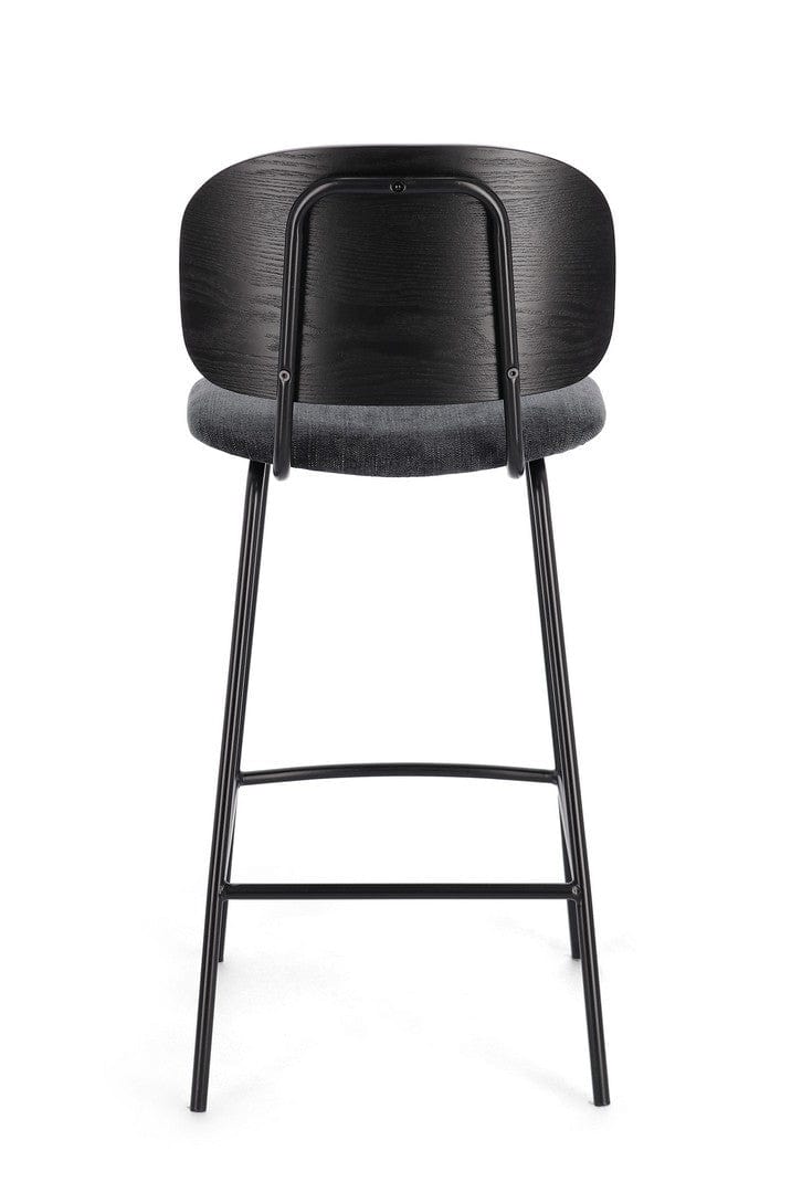 Scaun de bar tapitat cu stofa, Sienna Gri Inchis, l43,5xA52,5xH93,5 cm (4)