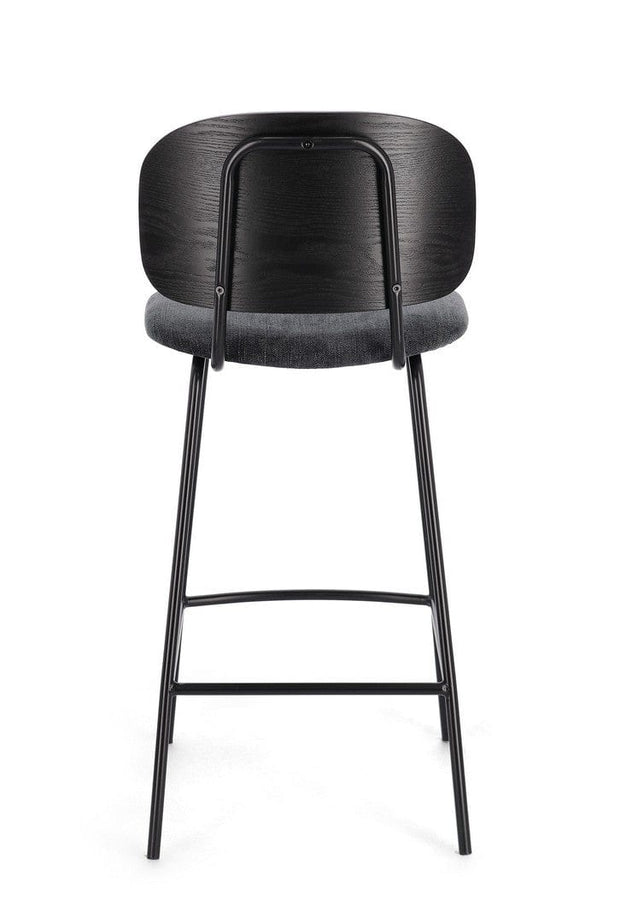 Scaun de bar tapitat cu stofa, Sienna Gri Inchis, l43,5xA52,5xH93,5 cm (4)