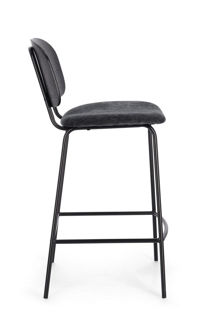 Scaun de bar tapitat cu stofa, Sienna Gri Inchis, l43,5xA52,5xH93,5 cm (5)