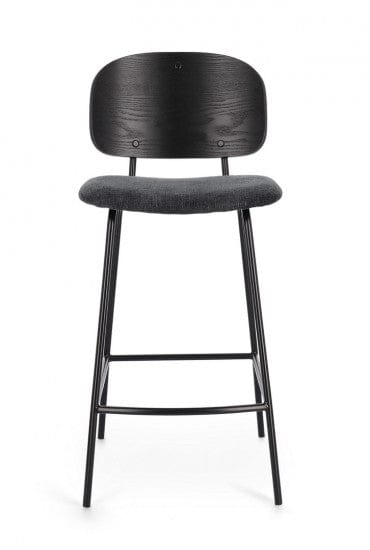 Scaun de bar tapitat cu stofa, Sienna Gri Inchis, l43,5xA52,5xH93,5 cm (11)