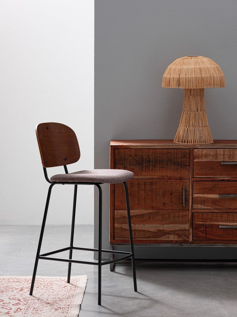 Scaun de bar tapitat cu stofa, Sienna Gri, l43,5xA52,5xH93,5 cm (8)