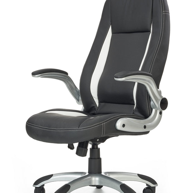 Halmar Scaun de birou directorial tapitat cu piele ecologica, Saverio Negru, l67xA65xH112-120 cm