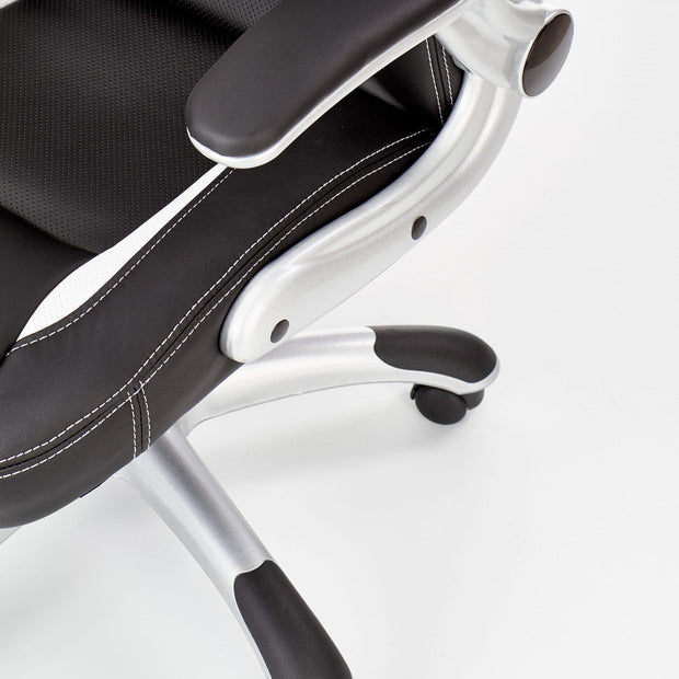 Halmar Scaun de birou directorial tapitat cu piele ecologica, Saverio Negru, l67xA65xH112-120 cm