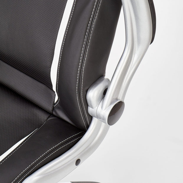 Halmar Scaun de birou directorial tapitat cu piele ecologica, Saverio Negru, l67xA65xH112-120 cm