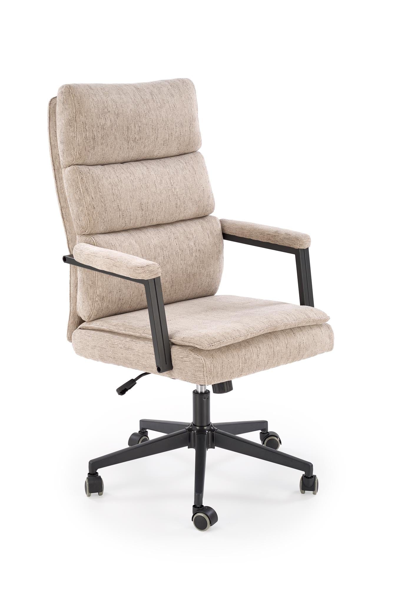 Scaun de birou directorial tapitat cu stofa, Adriano Bej / Negru, l65xA70xH104-110 cm