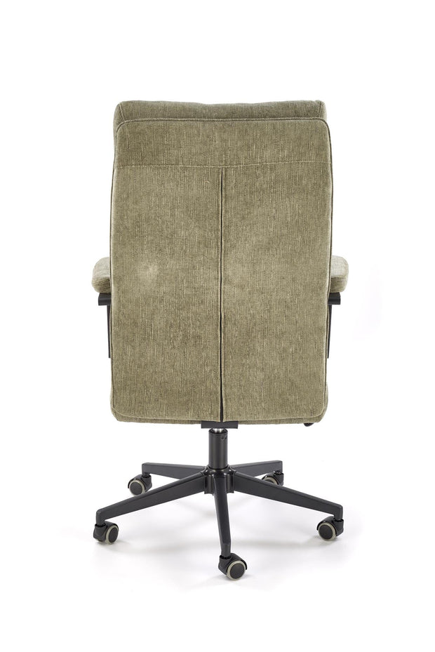 Scaun de birou directorial tapitat cu stofa, Adriano Verde Olive / Negru, l65xA70xH104-110 cm (2)