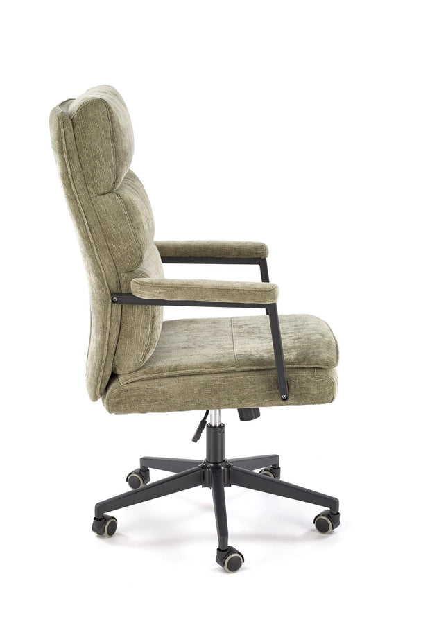 Scaun de birou directorial tapitat cu stofa, Adriano Verde Olive / Negru, l65xA70xH104-110 cm (4)